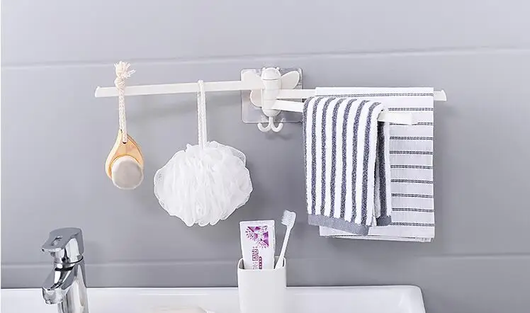 1pcs Rotatable adjustable width towel rack 3 Rod cloth towel holder kitchen storage shelf bathroom accessories