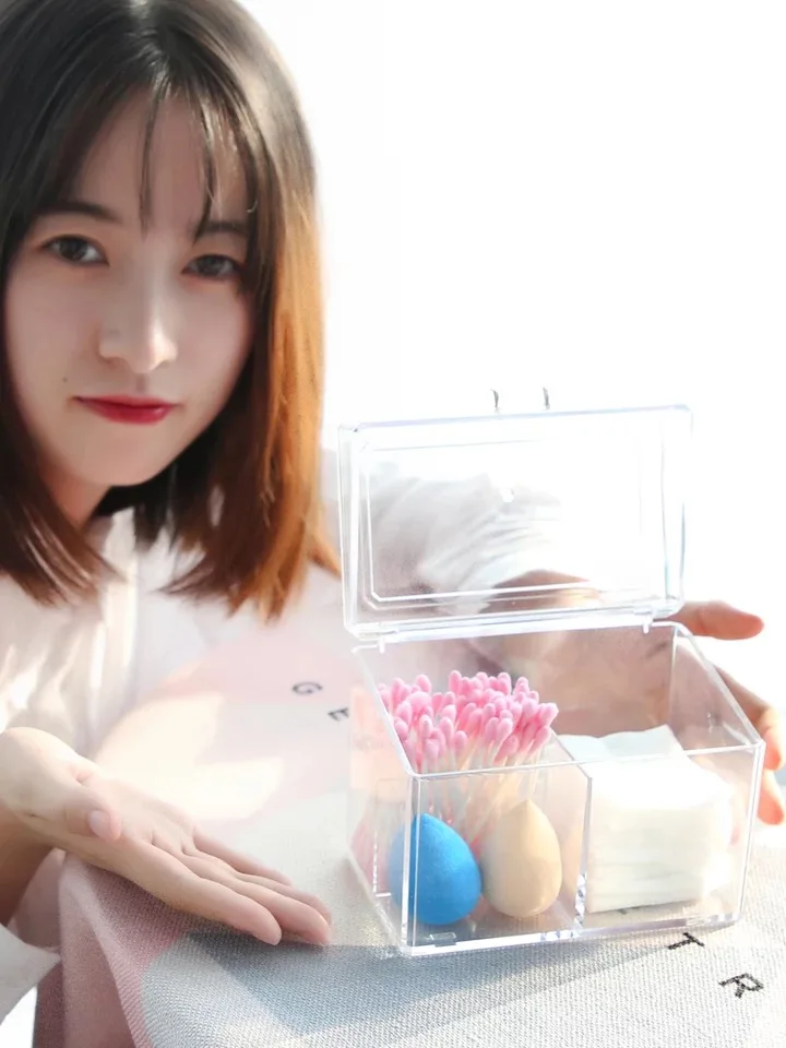 Multifunction Acrylic Cotton Swab Makeup Organizer Storage Box Portable Container Make Up Cotton Pad Holder Cosmetics Organizer