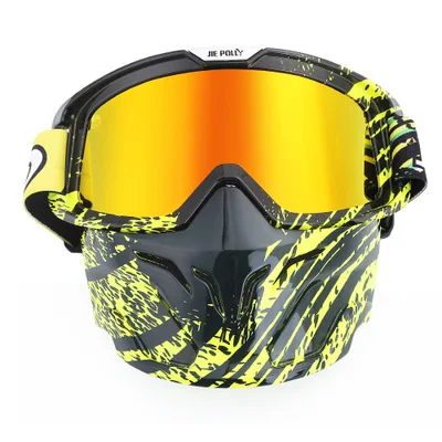 SAENSHING, винтажные лыжные очки, очки для катания на лыжах, мотоциклетные очки, ретро очки, съемная модульная маска, фильтр для рта, Motocro - Цвет: A05