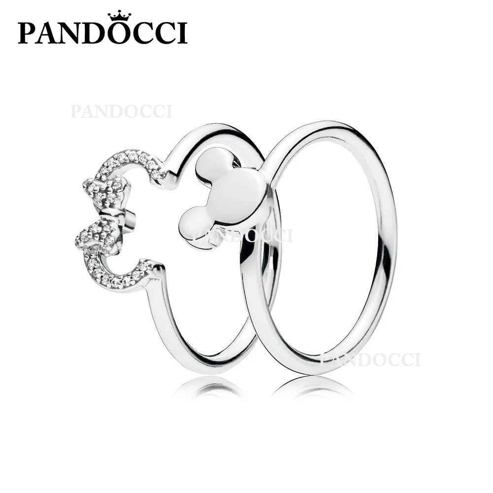 

PANDOCCI 100% 925 Sterling Silver Cartoon fairy Silhouette Puzzle Ring Fashion Women's Gift Commemorative Factory Direct Sales