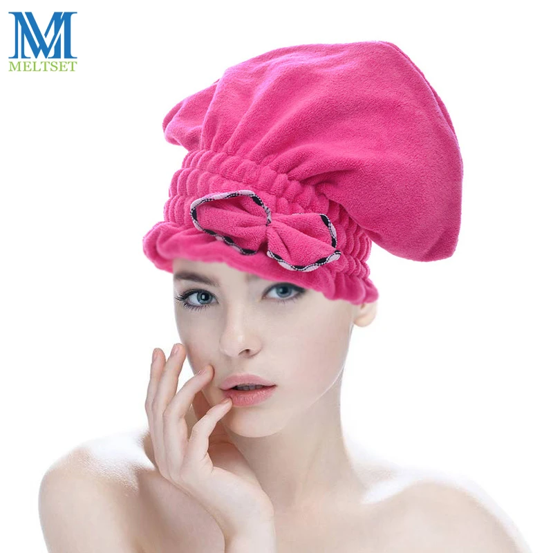 1PC Cute Bowknot Cotton Shower Cap Women Bath Hat Thicken Bath Saunas