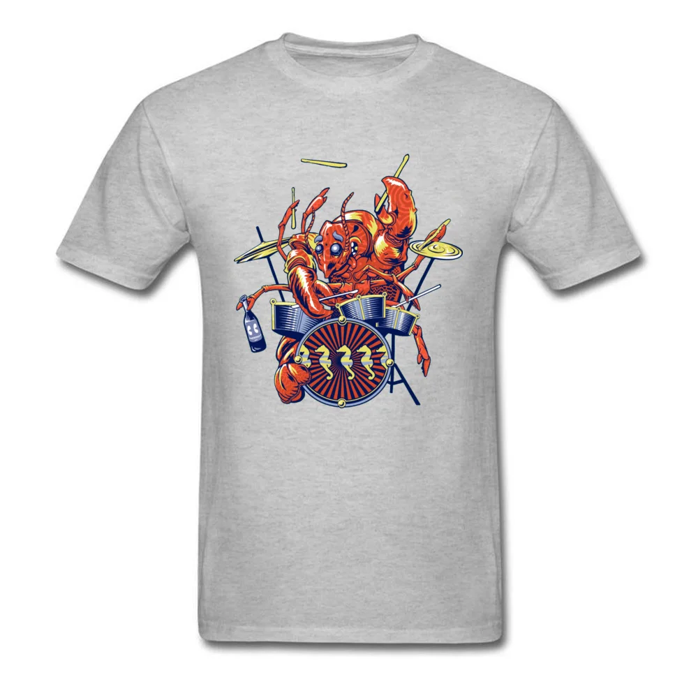 Family Rocking Lobster 3662 Fashionable Short Sleeve Labor Day Tops Tees Prevailing O Neck Cotton Tee Shirts Men T Shirt Rocking Lobster 3662 grey