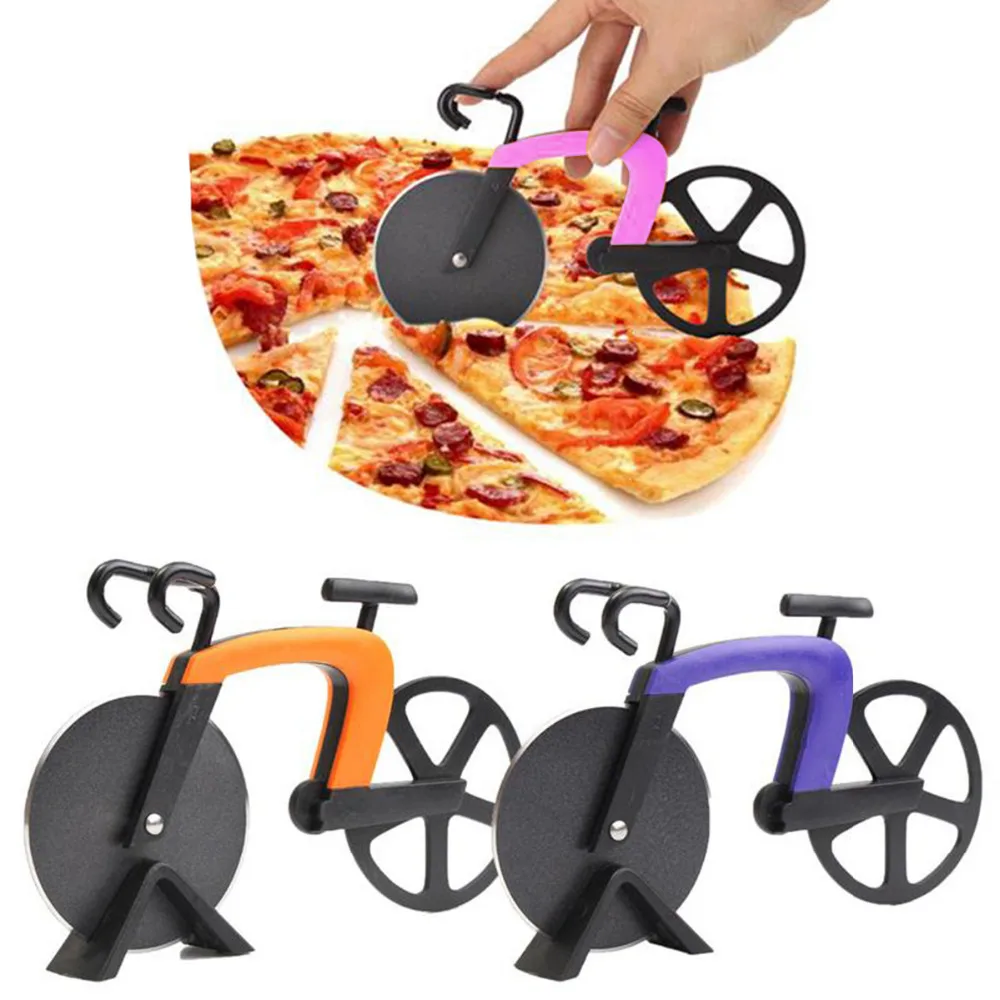 

Stainless Steel Baking Tools Bicycle Pizza Round Wheel Roller Cutter Bike Pizza Cutter Kitchen Tools Nonstick Knife For Pizza