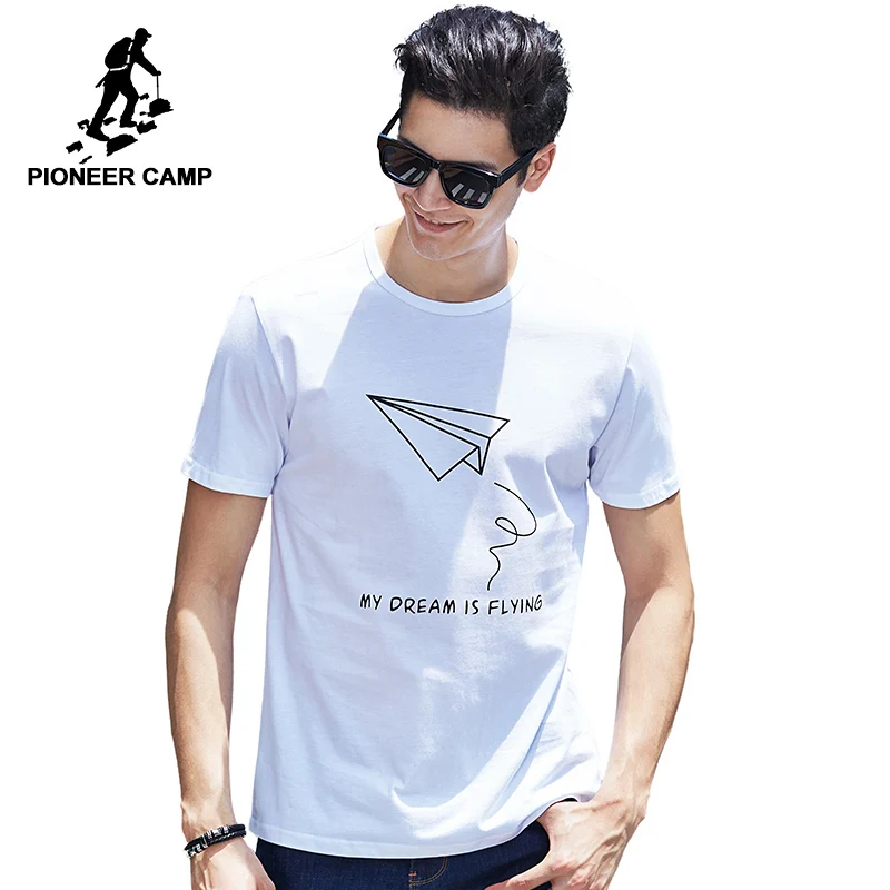 

Pioneer camp new short sleeve t shirt men brand clothing casual 100% cotton printed t-shirt for men breathable tees male 522028
