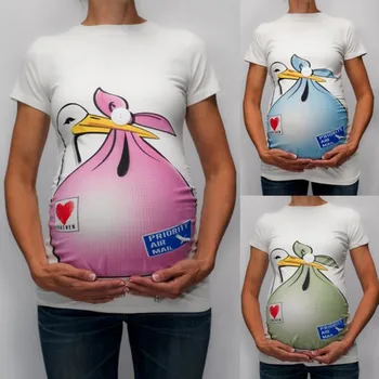 

2019 Women pregnancy clothing ropa de mujer Nursing Maternity Cute Funny Pattern Print Short Sleeve Casual T-shirt Pregnant Tops