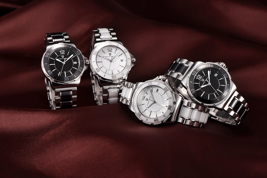 Бренд Pagani, женская одежда, кварцевые часы, Relogio Feminino, бриллиант, великолепный Аналоговый дисплей, керамические черные наручные часы для женщин