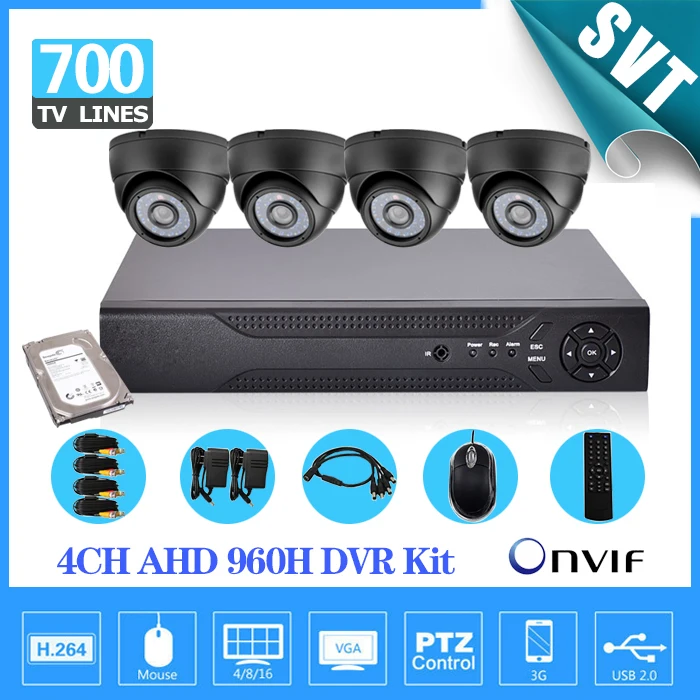 Главная видеонаблюдения 4ch 960 H 1080 P HDMI DVR 700TVL безопасности Крытый камеры системы видеорегистратор комплект 4 канала 1 ТБ HDD sk-152