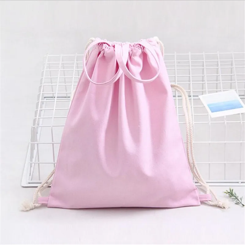 pink Модный многофункциональный Одноцветный рюкзак, 1 шт., женская сумка на плечо для девушек, холщовая пляжная сумка, маленькие мини-сумки на завязках для путешествий - Цвет: pink
