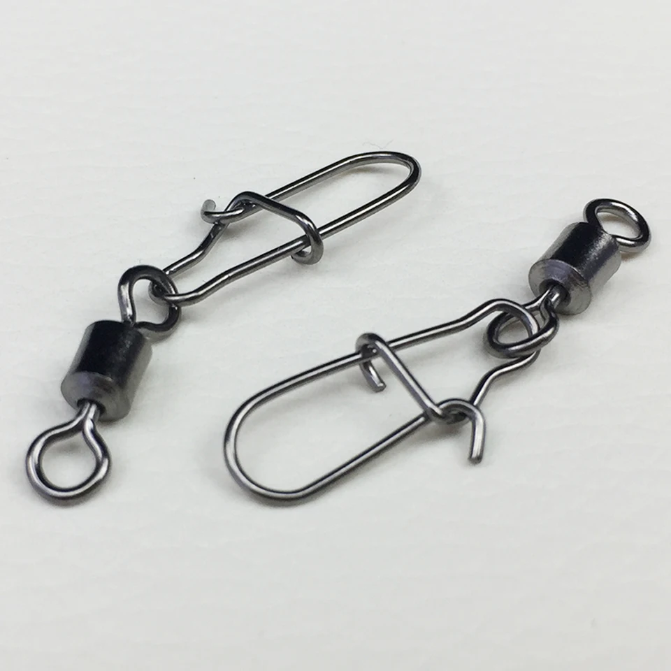 WALK FISH Fishing Rolling Swivels Snap Pin Line Connectors 2# 4# 6# 8# 10# Solid Barrel Swivel Rings Snap Fishing Swivels