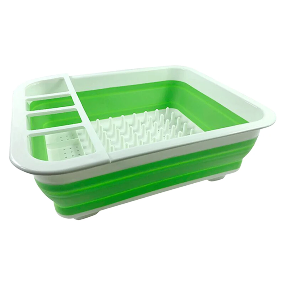 Лидер продаж силиконовый Складная полка для посуды домашние кухонные Органайзеры для хранения полка-контейнер сушилка для посуды чаша ложка - Цвет: Green