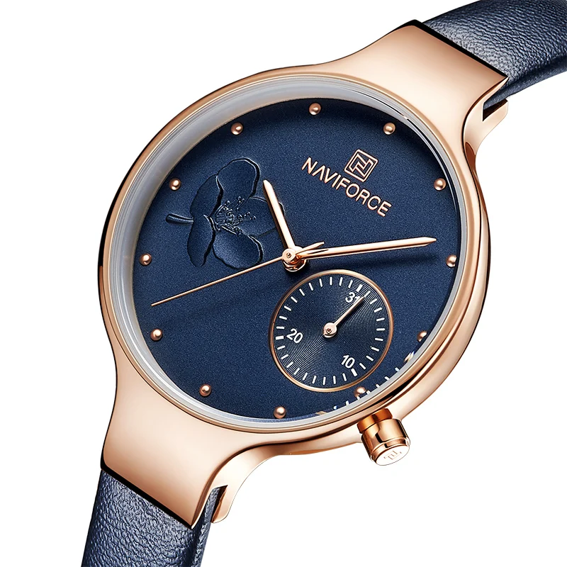 

Women Watches NAVIFORCE Top Brand Luxury Quartz Wrist Watch Ladies Leather Date Clock Fashion Dial Design Thin Female Watch