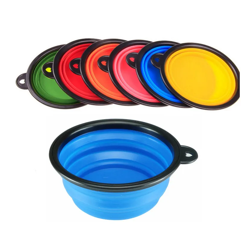 Outdoor Travel Pet Food Bowl Collapsible Silicone Dog Bowl Portable Dog Food Container Water