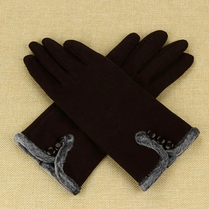 Женские кашемировые перчатки Осень Зима полный палец толстые теплые перчатки Леди наручные варежки Gants Femme# JN - Цвет: Coffee