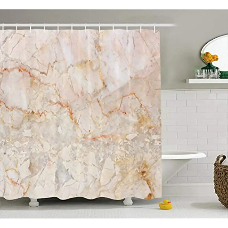 

Vixm Marble Shower Curtain Mine Pattern Design Natural Fractures Realistic Stained Surface Art Print Fabric Bath Curtains