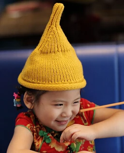 BomHCS милая детская зимняя шапка ручная работа вязаная широкая вязаная шапка с отворотом детская шапка для волос - Цвет: Цвет: желтый