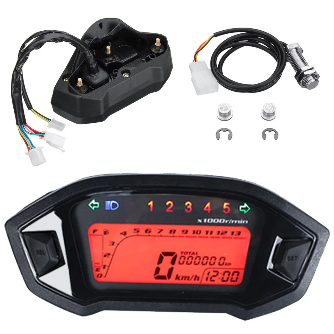 

Motor Gauges 1 Set Motorcycle LCD Digital Speedometer Tachometer Odometer Gauge FOR Universal DC 12V Motorcycle
