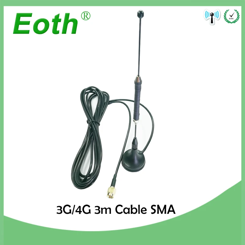 Антенна 4G LTE со штекером SMA разъем 10dbi 3g 4g lte 698 960/1700 2700 МГц магнитное основание 3 м