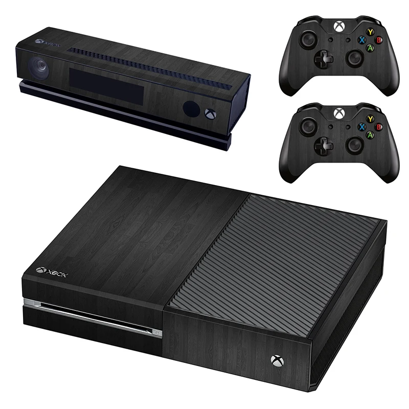 

Black Wood Grain Skins Sticker For Xbox One Console With 2 Controller Kinect Decals Protect Cover Skin Stickers