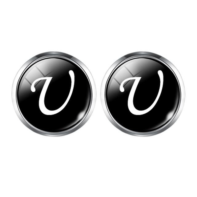 Fashion A-Z Single Alphabet Cufflinks Silver Color Letter Cuff Button for Male Gentleman Shirt Wedding Cuff Links Gifts