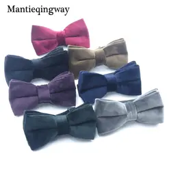 Mantieqingway бархат Галстуки для Для мужчин s Брак Свадебные двойной Слои Bowties рубашка сплошной Цвет черный галстук для Для мужчин