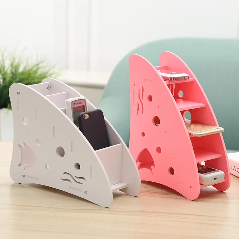 

Plastic Four Lattice Storage Box Office Desk Sorting Fish Fin Home Organizer Remote Control Mobile Phone Holder