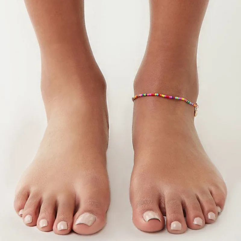 Модные цветные бусины металлические значки на руки для женщин браслет на ногу золотой серебряный цвет ножной браслет бижутерия для ног горячий