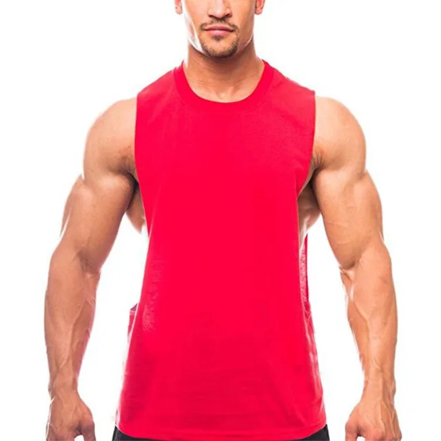 Men's Cut Out Sleeveless shirt Gyms Stringer vest Blank Workout T Shirt