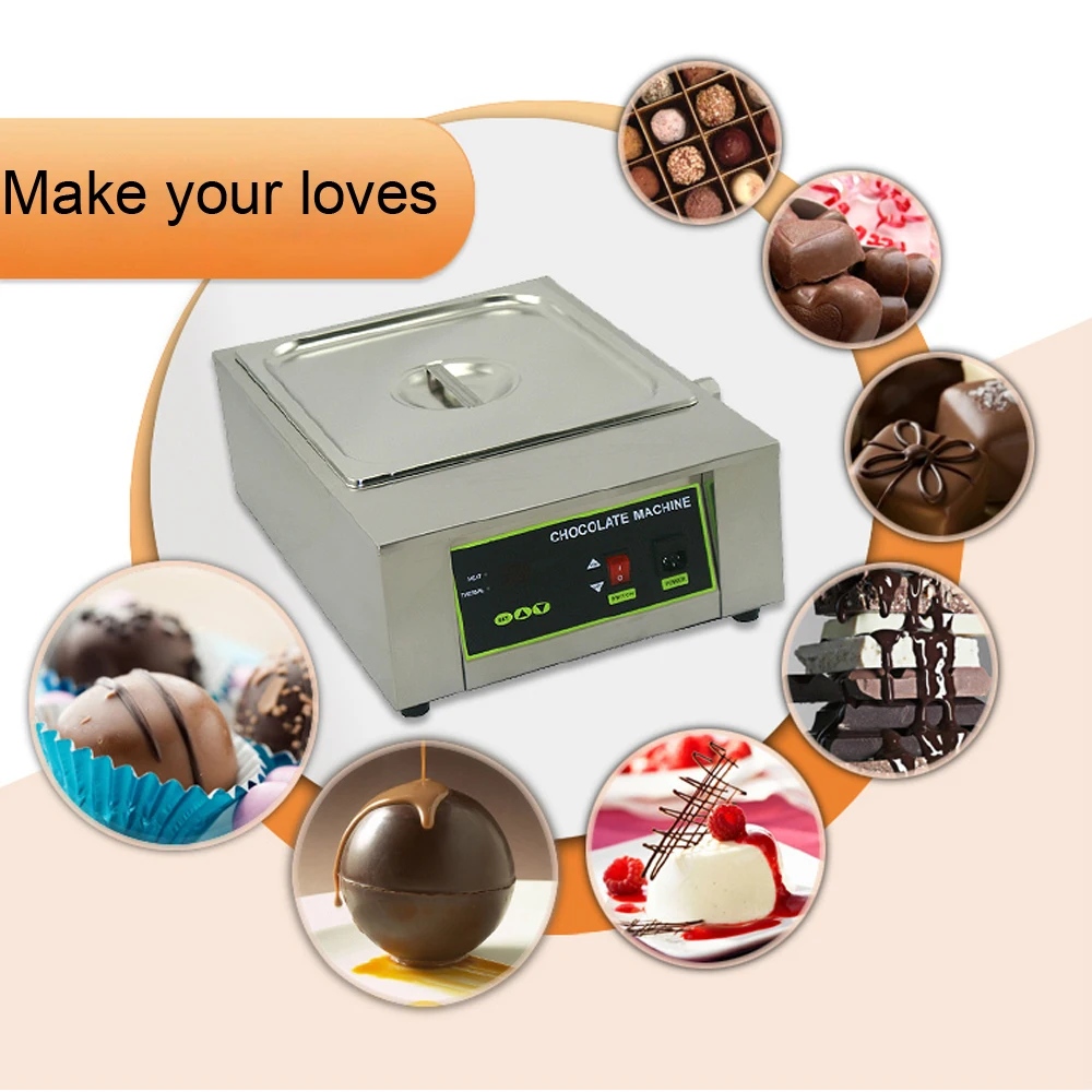 Растопление шоколада горшок машина из нержавеющей стали Электрический Шоколадный нагреватель мелтер шоколадные фонтаны 8 кг Емкость цифровой экран