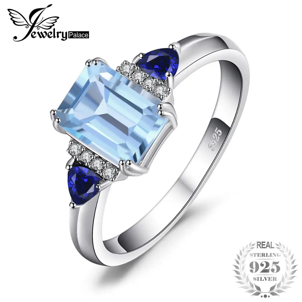 Jewelrypalace Elegant 19Ct Top Natural Sky Blue Topaz Created Sapphire Engagement Rings For Women 925 Sterling Silver Jewelry huismerk kopen in de aanbieding Jewelrypalace Elegant 19Ct Top Natural Sky Blue Topaz Created Sapphire Engagement Rings For Women 925 Sterling Silver Jewelry huismerk kopen in de aanbieding