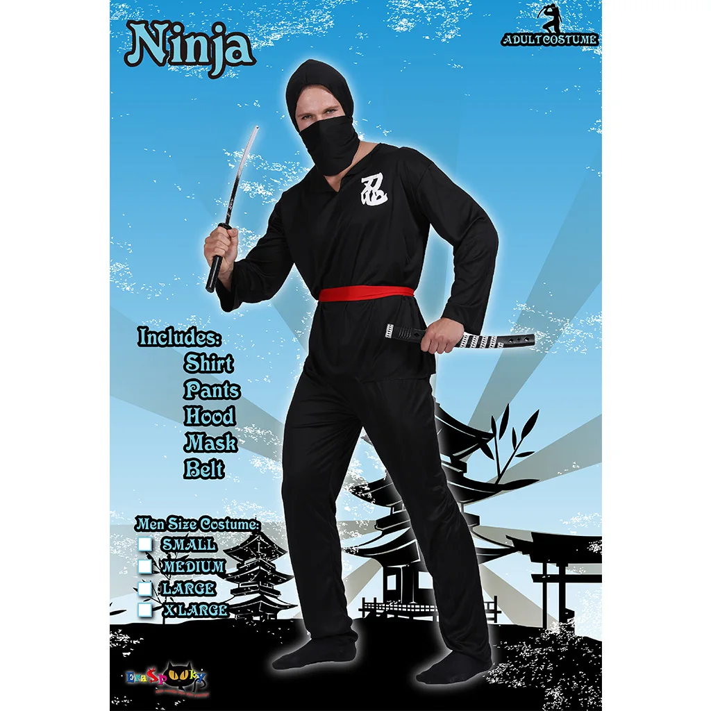 

Halloween Adult Black Martial Ninja Clothes Suit Ninja Warrior Cosplay