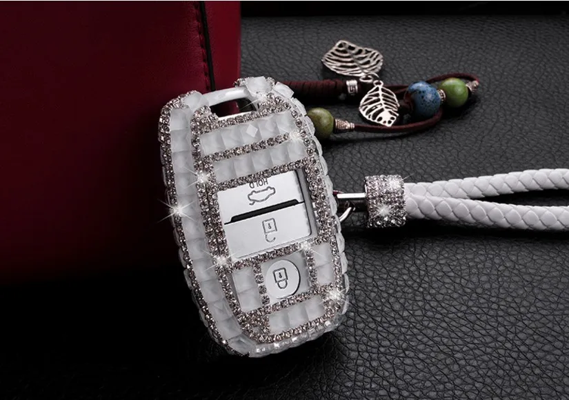 Подарок Роскошные кристаллы Bling Дело Key Holder бумажник для KIA K3 K5 Sorento KX5 Optima KX3 K3S Sportage Carens Smart брелока крышка