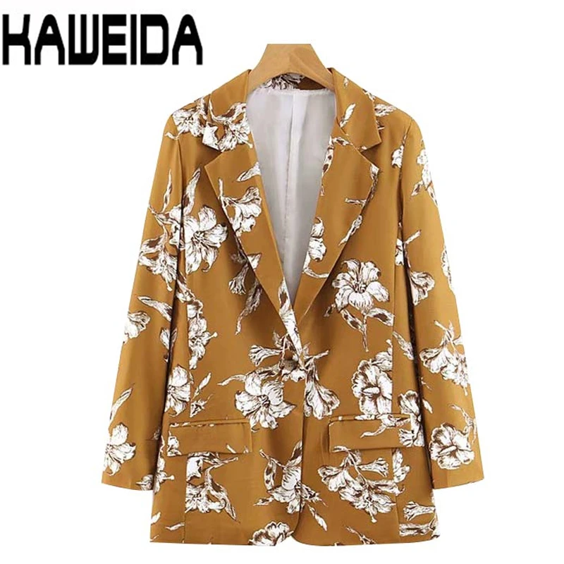 Women Floral Print Notched Collar Long Sleeve Blazer Single Button Pockets Coat Elegant Female Office Wear Tops Dropship Women Floral Print Notched Collar Long Sleeve Blazer Single Button Pockets Coat Elegant Female Office Wear Tops Dropship