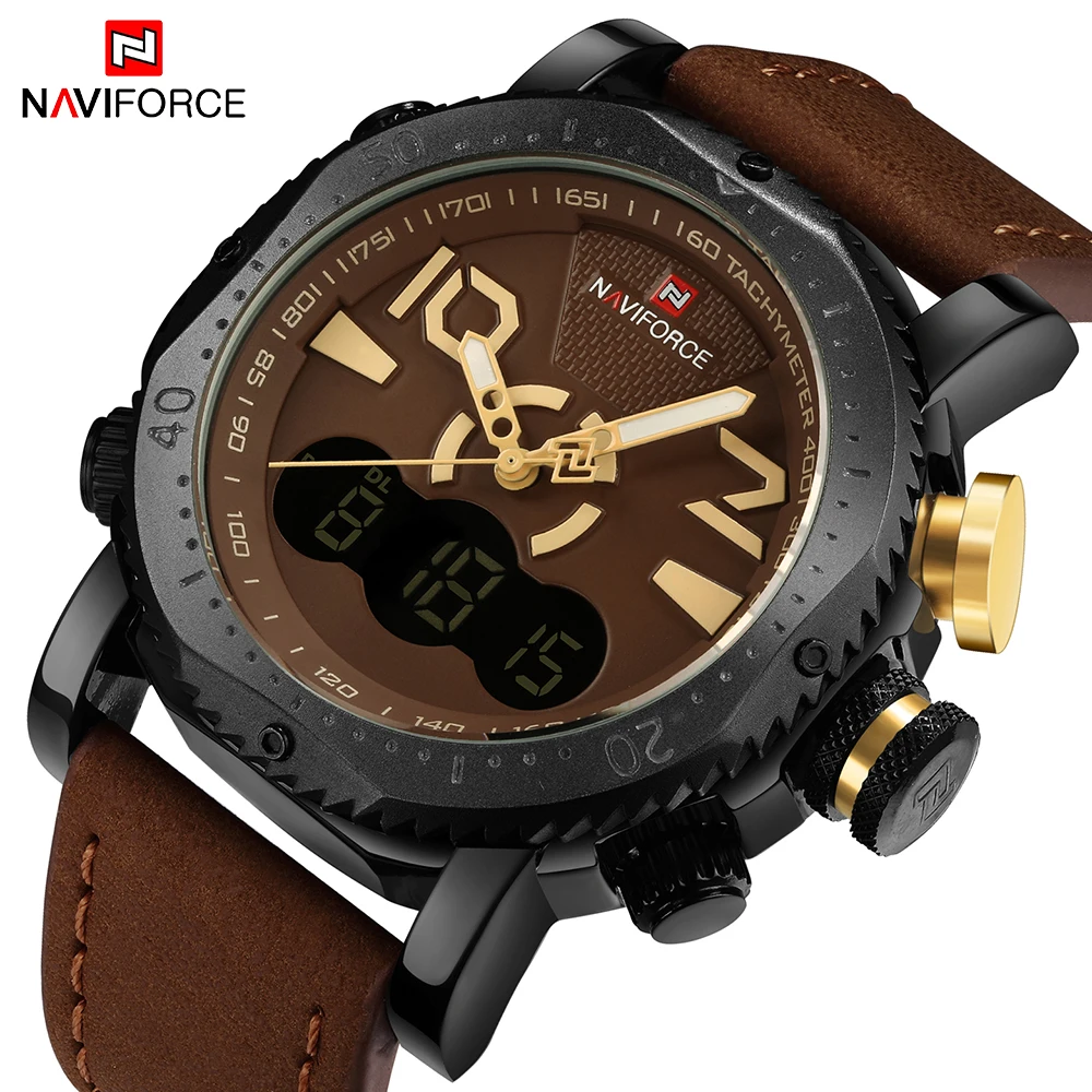 

NAVIFORCE Brand Mens Fashion Sport Watch Dual Display Watch LED Digital Analog Military Quartz Watches Men Waterproof Male Clock