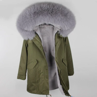Натуральный мех пальто брендовая парка длинная новая зимняя куртка женская парка натуральный Лисий мех воротник теплый толстый искусственный мех внутри большой мех