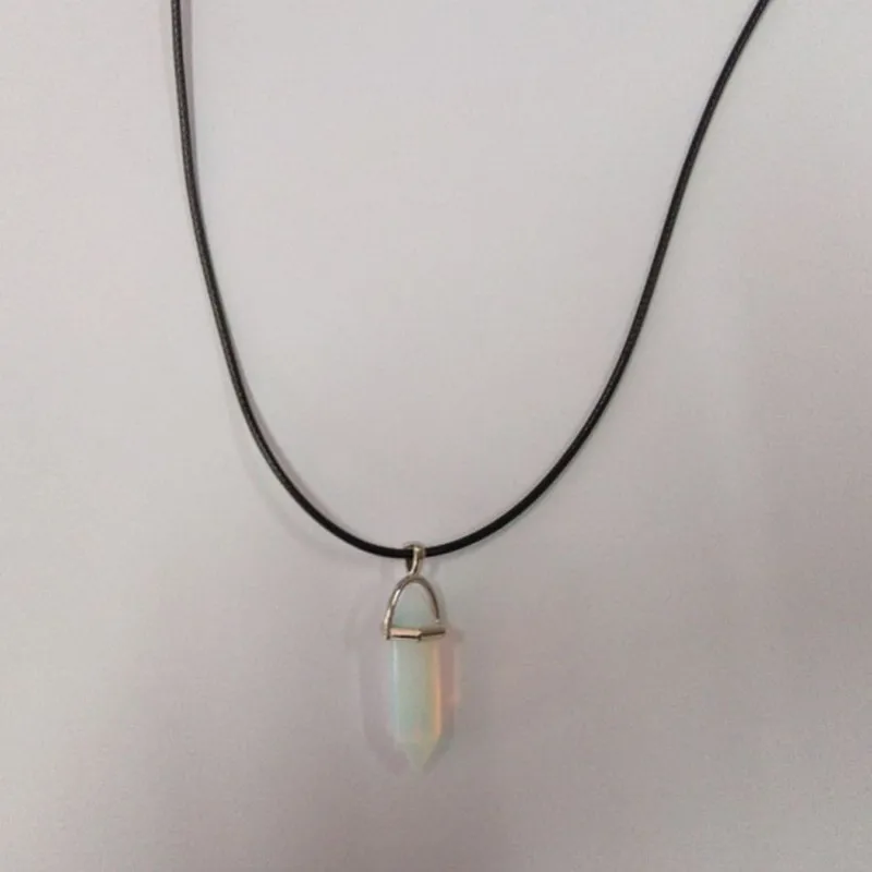 opal Ювелирные изделия, шестиугольная колонна, кварц, подвеска, воск, веревка, ожерелье, две головы, Ретро стиль, натуральный камень, ожерелье, Женские Ювелирные изделия - Окраска металла: opal