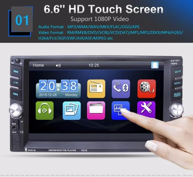 Cheap 6.6 Bluetooth Car Stereo Audio In-Dash Aux Input Receiver SD/USB MP5 Player 15