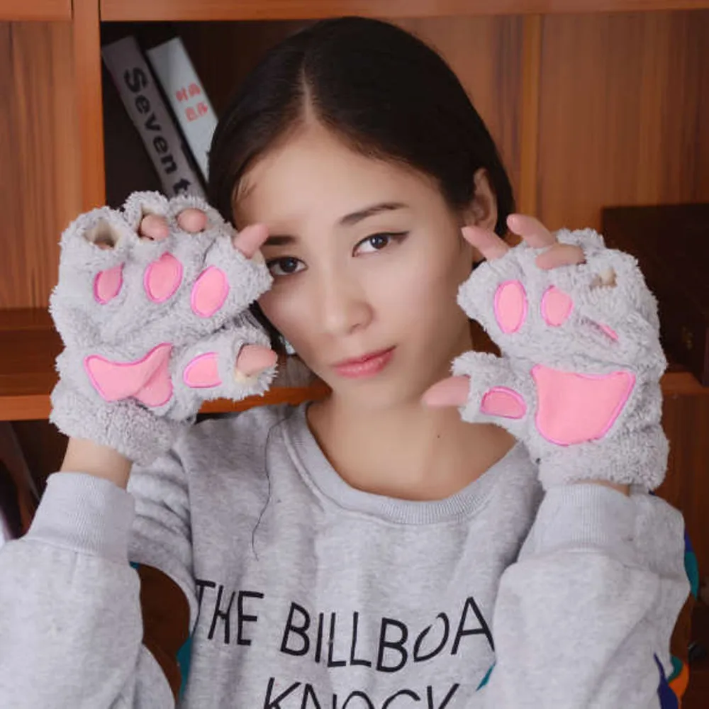 30 перчаток женские перчатки с котом Милая Зимняя перчатка теплые вязанные перчатки с клавиатурой длинные перчатки без пальцев варежки luvas femininas