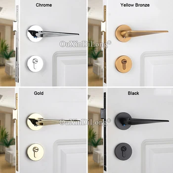 

High Quality European American Mortise Door Lock Set Copper Interior Door Lever Lock for Living Room Bedroom Bathroom 5 Colors