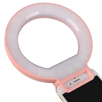 

Charming Eyes Brightening Selfie Lamp Mini LED Ring Light for iPhone Samsung Smartphone 3 Brightness Levels with Charging Cable
