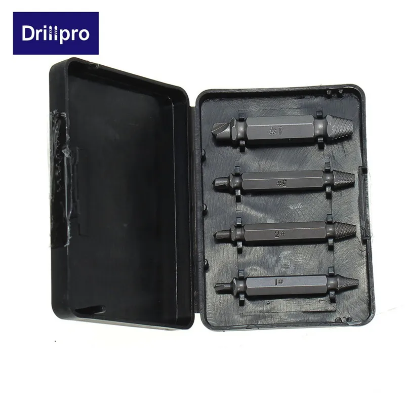 Drillpro 4 шт. двухсторонний поврежденный Винт экстрактор сверла из удаления болт шпильки деревообрабатывающий инструмент высокое качество