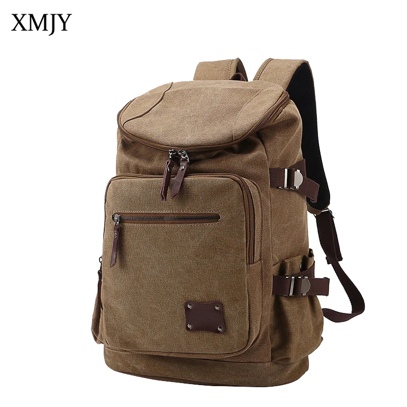 

XMJY Canvas Backpacks Men Vintage Large Capacity Travel Bag Laptop Notebook Functional Rucksack Casual Stylish School Knapsack