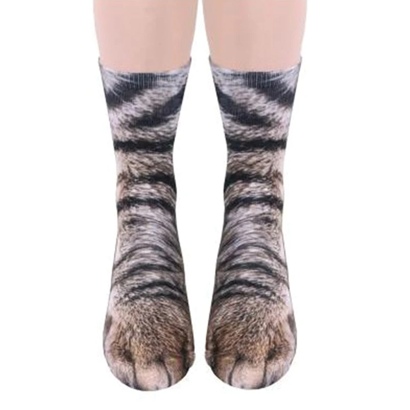 

2018 New 3D Print Animal Foot Hoof Paw Feet Crew Socks Kids Baby Digital Simulation Socks Unisex Tiger Dog Cat Sock