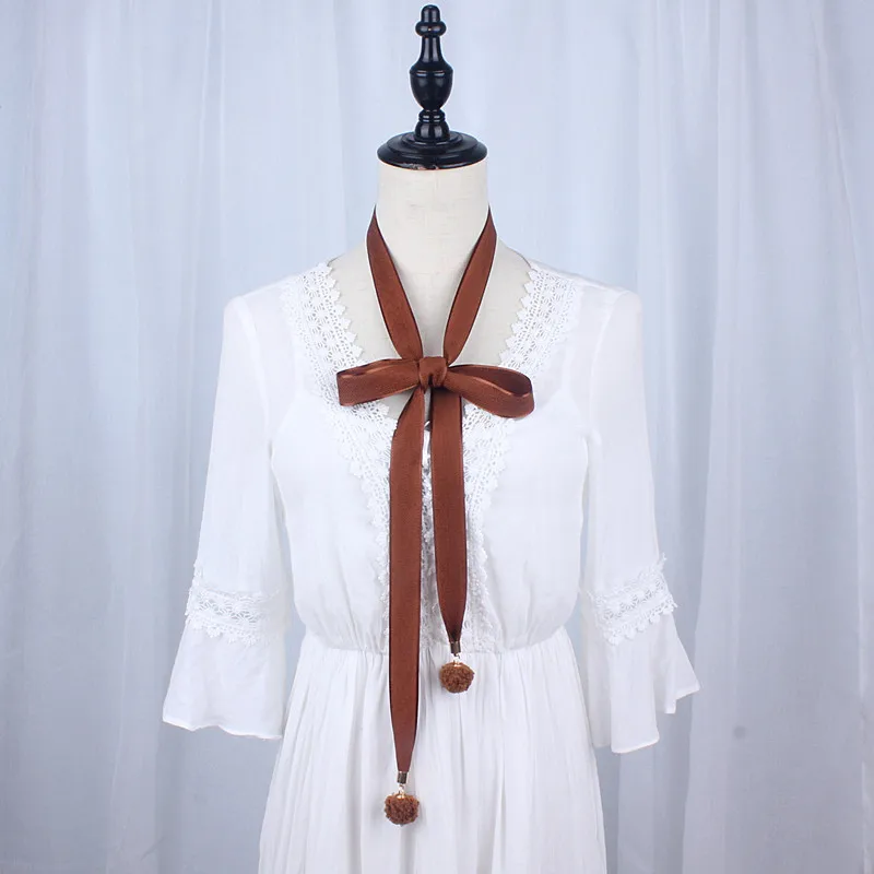 Новая мода длинный тонкий женский тканевый трикотажный пояс с помпонами женский для платья для женщин ceinture femme