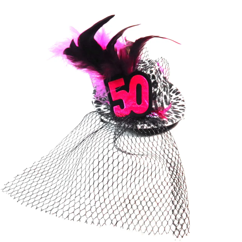 

2018 New design Feather Fedora hat birthday princess novelties anniversary adult happy birthday party favor fashion leopard deco