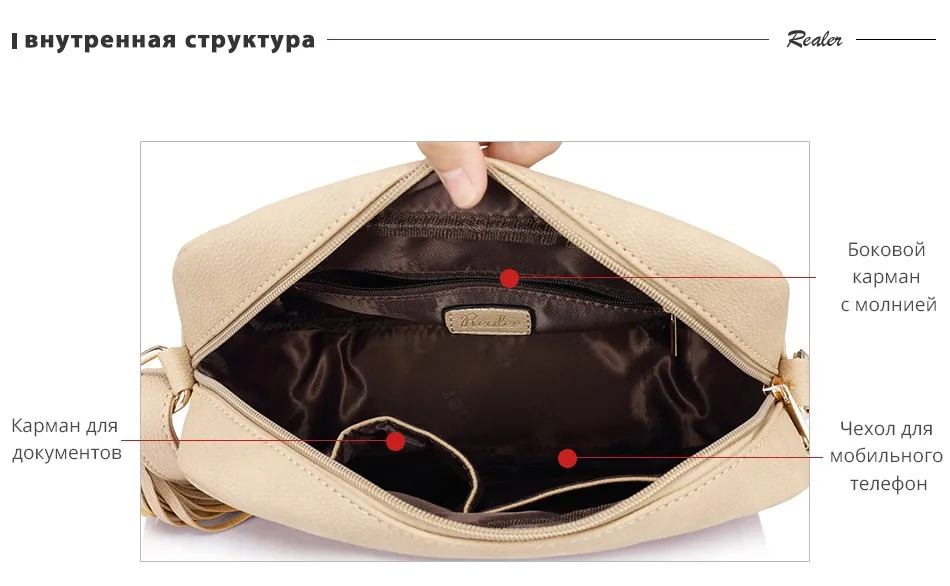 REALER сумка женская через плечо из искусственной кожи, маленькая сумочка для женщин, женская сумка кросс-боди с кисточкой