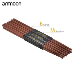 Ammoon 3 пары 7А деревянные Барабанные палочки из красного дерева набор барабанов аксессуары