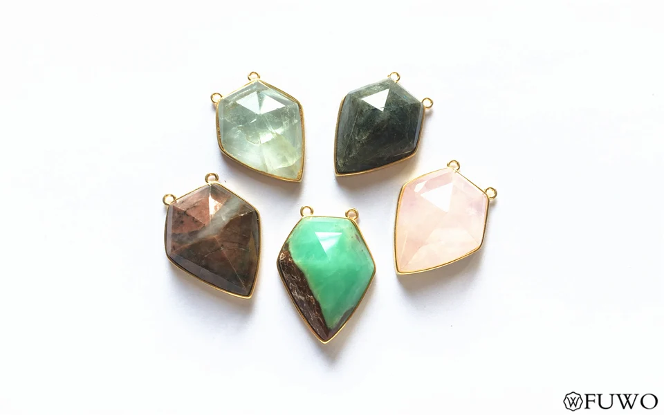 Natural Stone Shield Double Hook Pendant 13