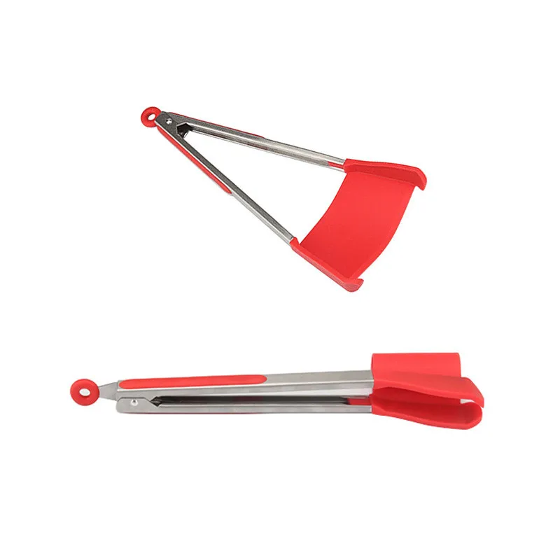 Clever Tongs 2 in 1 Kitchen Spatula & Tongs Non-stick Heat Resistant Stainless Steel Frame Silicone Kitchen Helper 9inch 12inch2