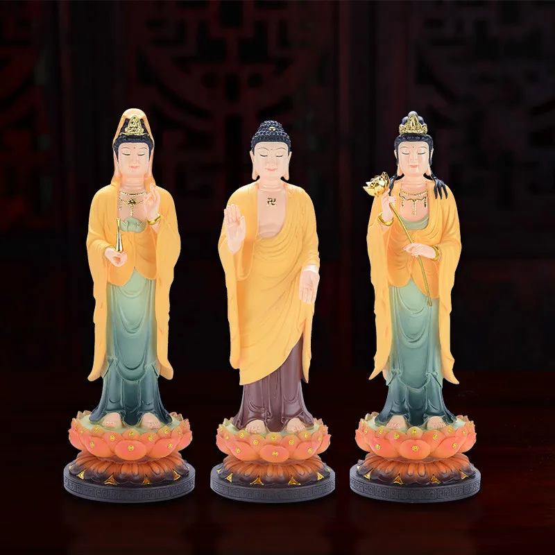 Западная статуэтка Будды Sansheng из смолы искусственная кожа Бодхисаттва