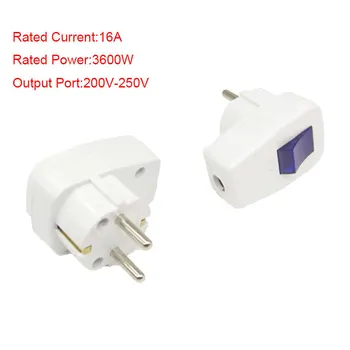 

EU electrical Plug Adapter Socket Push Button switch eu plug white Male Converter Adaptor Detachable Plug type